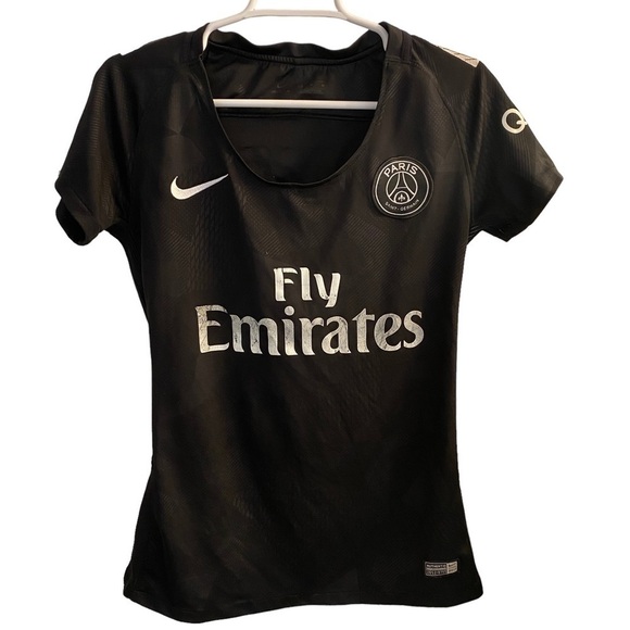 Nike Black PSG Paris-Saint-German Rihana Short Sleeve Soccer Jersey Shirt Sz M - Picture 1 of 8